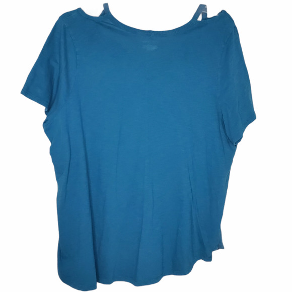 Lane Bryant Teal Short Sleeve Cold Shoulder 26/28 - Picture 2 of 6